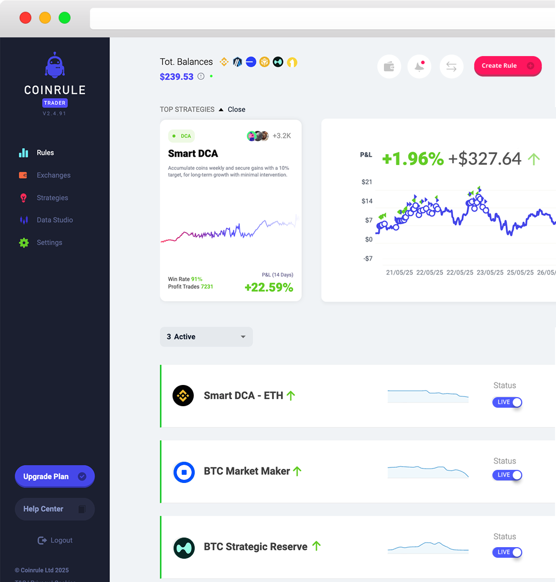 Coinrule Crypto Dashboard